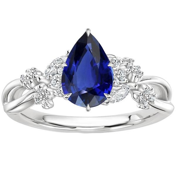 Solitaire Akzente Ring Birne Blauer Saphir & Diamanten 3.75 Karat - harrychadent.de