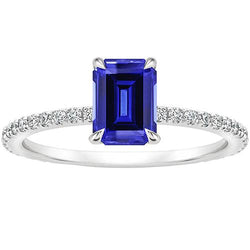 Solitaire Akzente Ring Smaragd Sri Lanka Saphir & Aus der Erde Abgebauter Natürlicher Diamant 4 Karat