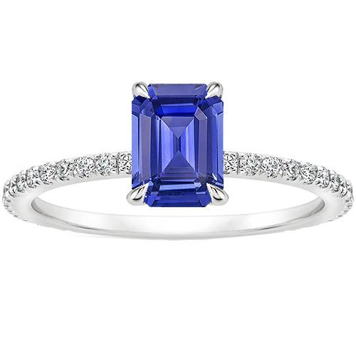 Solitaire Akzente Ring Smaragdblauer Saphir & Diamant 4 Karat - harrychadent.de