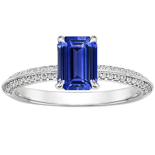 Solitaire Akzente Ring Smaragdblauer Saphir & Diamant 4 Karat - harrychadent.de