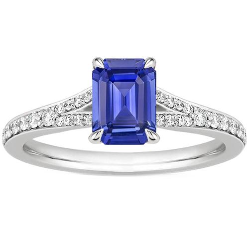 Solitaire Akzente Ring Weißgold Blauer Saphir & Diamant 4 Karat - harrychadent.de