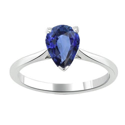 Solitaire Birnenblauer Saphir-Ring-Krapfen-Set 1,50 Karat