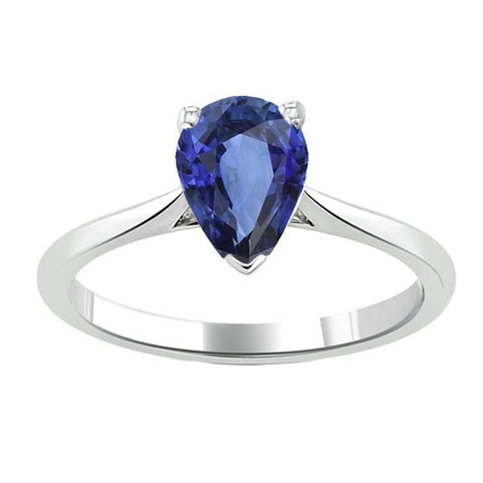 Solitaire Birnenblauer Saphir-Ring-Krapfen-Set 1,50 Karat - harrychadent.de