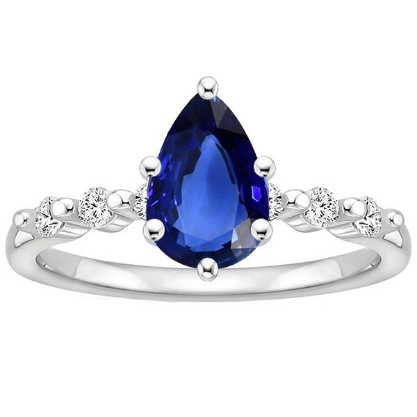 Solitaire Blauer Saphir-Ehering mit Diamantakzenten 3 Karat - harrychadent.de
