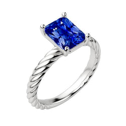 Solitaire Blauer Saphir Ring Gold Twisted Rope Style 1,50 Karat