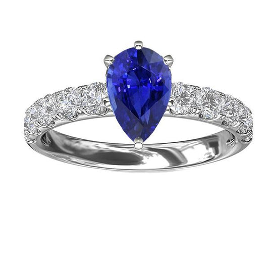 Solitaire Blauer Saphir-Verlobungsring mit Diamantakzenten 4 Karat - harrychadent.de