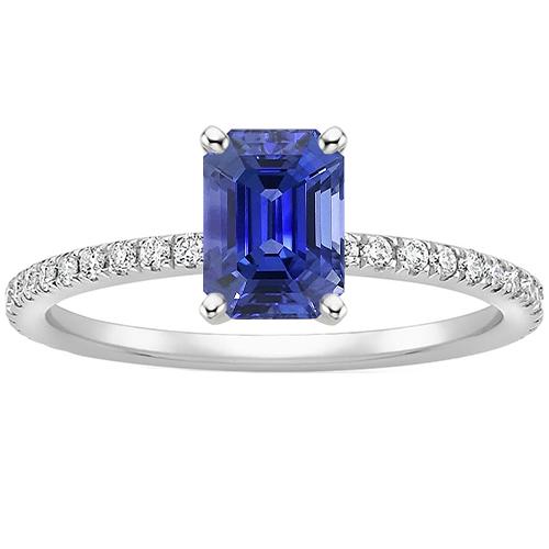 Solitaire Blauer Saphir mit Akzenten Ring & Diamanten in Pavé-Fassung 5 Karat - harrychadent.de