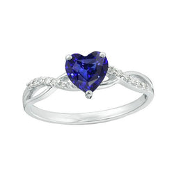 Solitaire Blauer Saphirring & Aus der Erde Abgebauter Natürlicher Diamantakzente 2 Karat Twisted Style