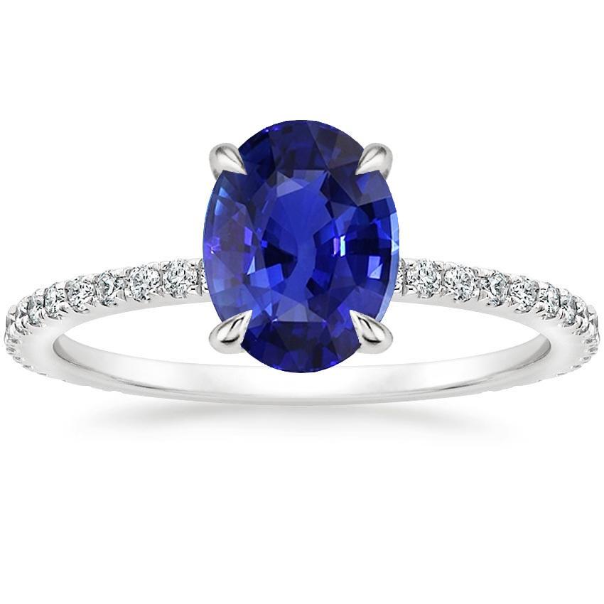 Solitaire Blauer Saphirring mit Diamantakzenten 3.75 Karat - harrychadent.de