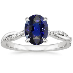 Solitaire Blauer Saphirring mit Diamantakzenten 4,50 Karat