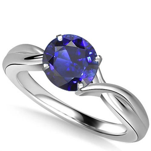 Solitaire Edelstein Blauer Saphir Ring 2 Karat Twisted Style Schaft - harrychadent.de