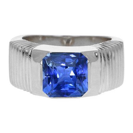 Solitaire Herrenring Radiant Ceylon Saphir Flush Set 2,50 Karat - harrychadent.de