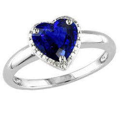 Solitaire Herzschliff Ceylon Saphir Edelstein Ring 2,50 Karat Gold 14K