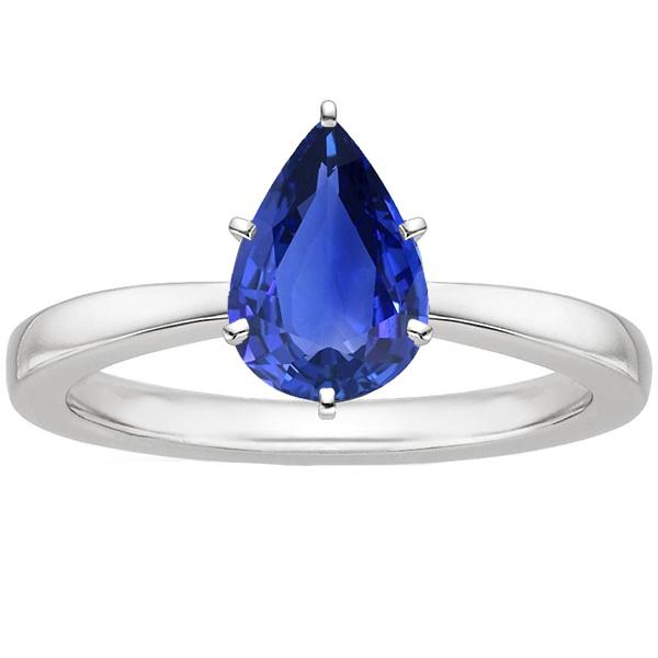 Solitaire Jubiläumsring Birnenblauer Saphir 2 Karat Krappenfassung - harrychadent.de