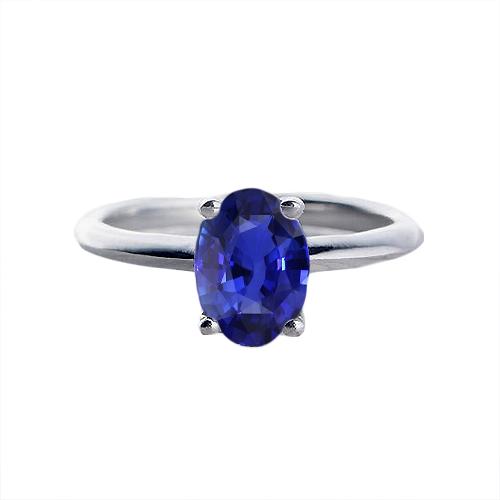 Solitaire Ovaler Edelsteinring Krappenset Natürlicher blauer Saphir 1 Karat - harrychadent.de