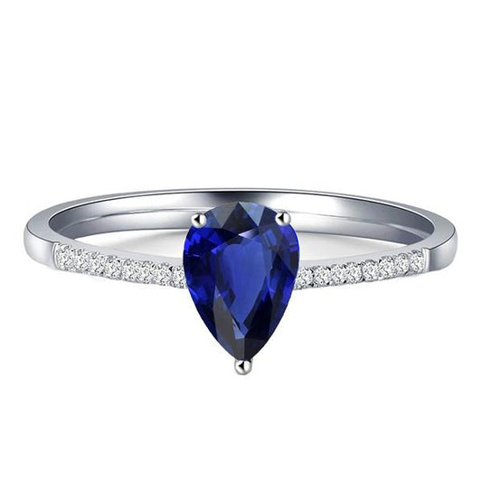 Solitaire Ovaler blauer Saphirring mit Diamantakzenten 2,50 Karat - harrychadent.de