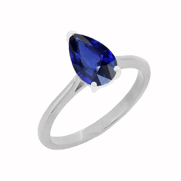 Solitaire Pear Deep Blue Saphir Ring 1,50 Karat Damenschmuck - harrychadent.de