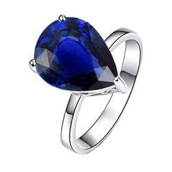 Solitaire Pear Deep Blue Saphir Ring Schmuck 3 Karat