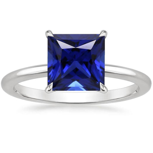 Solitaire Princess Sri Lanka Saphirring 5 Karat Weißgold 14K - harrychadent.de