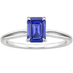 Solitaire Ring Split Shank Smaragd Ceylon Saphir 3 Karat