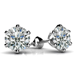 Solitaire Rundschliff Aus der Erde Abgebauter Natürlicher Diamant Ohrstecker 2,60 Karat Goldschmuck