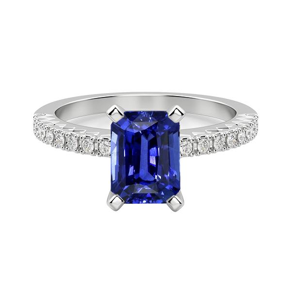 Solitaire Radiant Deep Blue Saphir Ring mit Akzenten 3 Karat - harrychadent.de