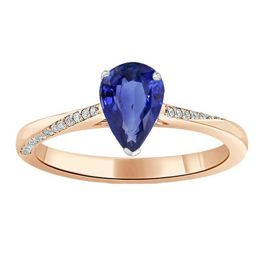 Solitaire Sri Lanka Saphir Ring 14K Gold Birnenförmig 2,50 Karat - harrychadent.de