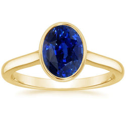 Solitaire Verlobungsring Lünette Oval Ceylon Saphir 2,50 Karat