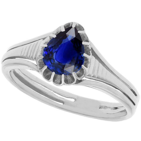 Solitaire Vintage Style Birnenschliff Ceylon Saphir Ring 2 Karat - harrychadent.de