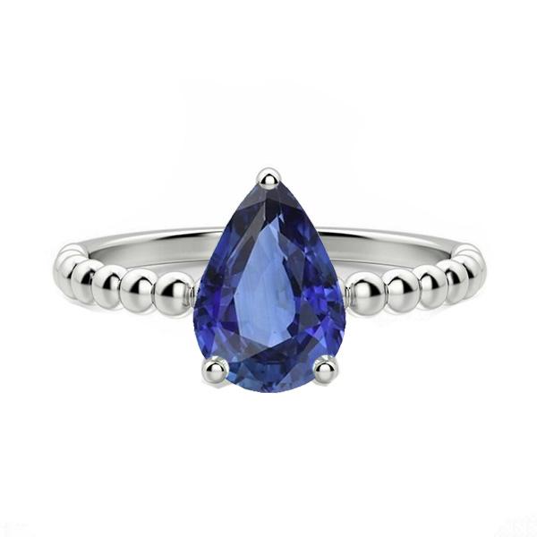 Solitaire birnenförmiger Ceylon-Saphir-Ring Perlen-Stil 2 Karat - harrychadent.de