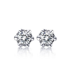 Solitaire runder Aus der Erde Abgebauter Natürlicher Diamant-Blumen-Ohrstecker 1,70 ct Goldschmuck