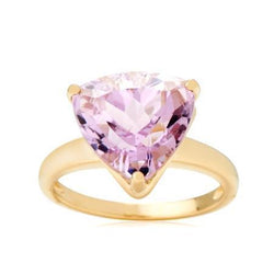 Solitär 10 Karat Rosa Kunzit Ring Gelbgold 14K