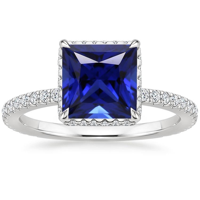 Solitär-Akzentring Blauer Saphir und Diamant 6 Karat Weißgold - harrychadent.de