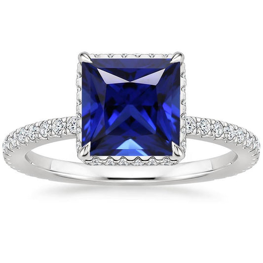 Solitär-Akzentring Blauer Saphir und Diamant 6 Karat Weißgold - harrychadent.de