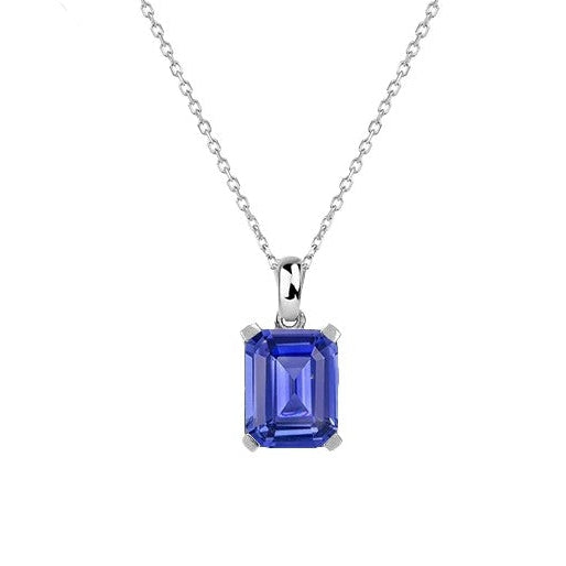 Solitär Anhänger Smaragd Blau Saphir Gold Damenschmuck 1 Karat