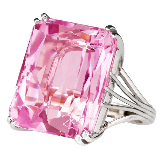 Solitär Asscher Cut 18 Karat Rosa Kunzit Ehering Weißgold - harrychadent.de