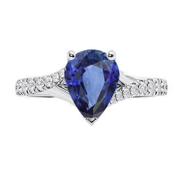 Solitär Blauer Saphir Ring Weißgold Pave Set Aus der Erde Abgebauter Natürlicher Diamanten 4 Karat