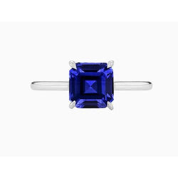Solitär-Edelstein-Ring Asscher Blauer Saphir-Zinken-Set 1,50 Karat