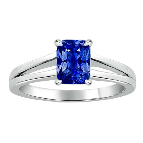 Solitär-Edelstein-Ring Strahlend blauer Saphir 1,50 Karat geteilter Schaft - harrychadent.de
