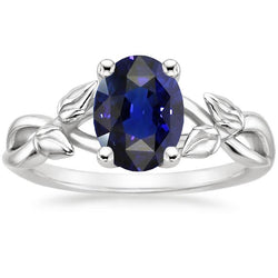 Solitär Edelstein Schmuck Ring Blatt Stil Ceylon Saphir 2 Karat