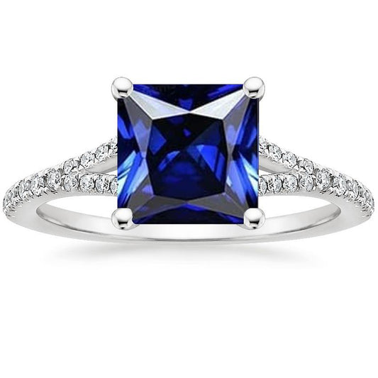 Solitär-Edelsteinring im Princess-Schliff mit Diamantakzenten 6 Karat - harrychadent.de