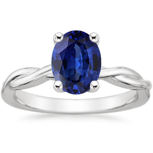 Solitär-Goldring Twist-Stil Oval Blauer Saphir 2 Karat - harrychadent.de