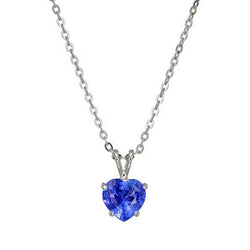 Solitär Herz hellblauer Saphir Damenanhänger mit Kette 1 Karat