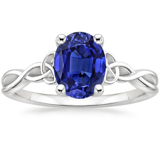 Solitär-Jubiläumsring Vintage-Stil Oval Blauer Saphir 2 Karat - harrychadent.de