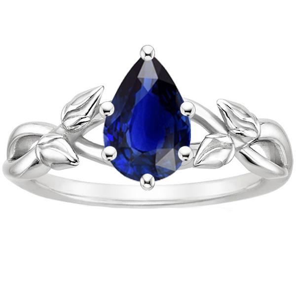 Solitär Ring Blatt Infinity Style Birnenform Blauer Saphir 2 Karat - harrychadent.de