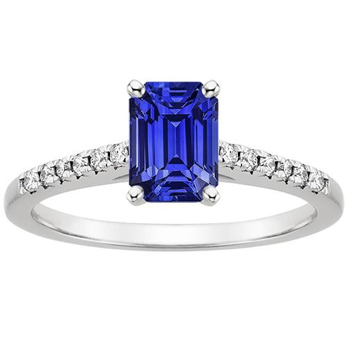 Solitär-Ring Blauer Saphir mit Akzenten Pave-Set Diamanten 4 Karat - harrychadent.de