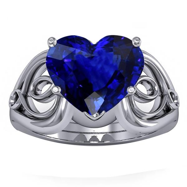 Solitär Ring Herz Tiefblauer Saphir Vintage Style 3.50 Karat - harrychadent.de
