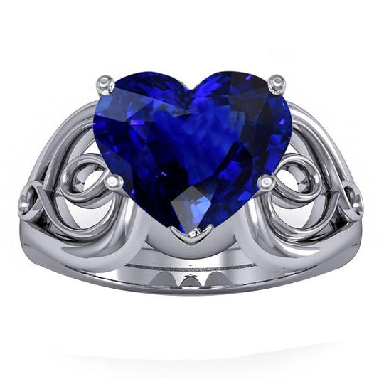 Solitär Ring Herz Tiefblauer Saphir Vintage Style 3.50 Karat - harrychadent.de