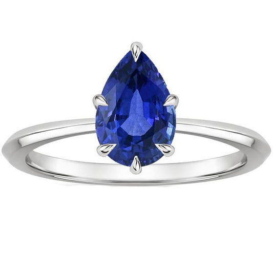 Solitär Ring Krappenfassung Birne Ceylon Saphir 2 Karat - harrychadent.de