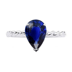 Solitär-Ring Rope Style Birne Tiefblauer Saphir 2,50 Karat